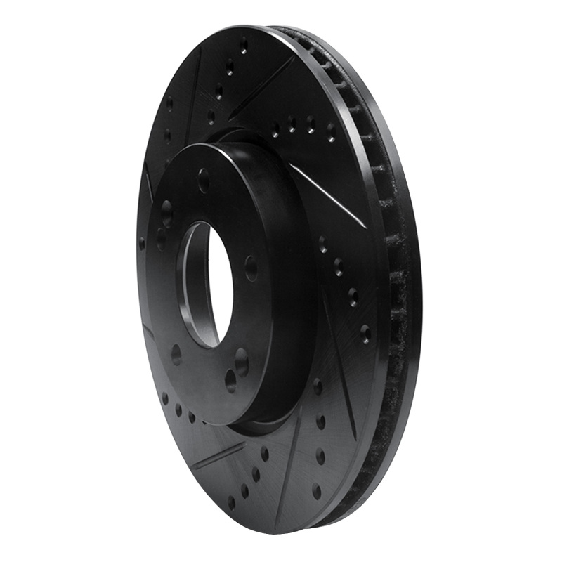 Kia Forte Brake Rotor (1) - Front Left - R1 Concepts - Drilled & Slotted - Black - `10-`13